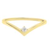 0.05 Carat (ctw) 14K Yellow Gold Round White Diamond Bridal Chevron Solitaire Engagement Ring