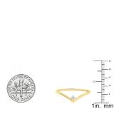 0.05 Carat (ctw) 14K Yellow Gold Round White Diamond Bridal Chevron Solitaire Engagement Ring
