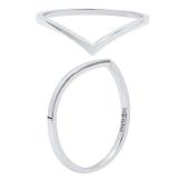 Ladies Minimalist Guard Chevron V Shape Stackable Classical Plain Wedding Band, 10K White Gold