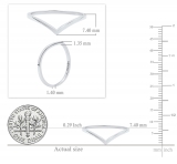 Ladies Minimalist Guard Chevron V Shape Stackable Classical Plain Wedding Band, 10K White Gold