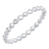 0.15 Carat (ctw) 10K White Gold Round White Diamond Beaded Ladies Wedding Band