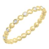 0.15 Carat (ctw) 18K Yellow Gold Round White Diamond Beaded Ladies Wedding Band