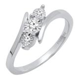 0.20 Carat (ctw) 10K White Gold Round Diamond Ladies Bridal 3 Stone Engagement Ring 1/5 CT