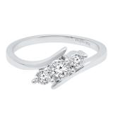 0.20 Carat (ctw) 10K White Gold Round Diamond Ladies Bridal 3 Stone Engagement Ring 1/5 CT