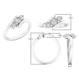 0.20 Carat (ctw) 10K White Gold Round Diamond Ladies Bridal 3 Stone Engagement Ring 1/5 CT