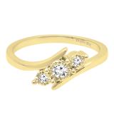 0.20 Carat (ctw) 10K Yellow Gold Round Diamond Ladies Bridal 3 Stone Engagement Ring 1/5 CT