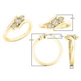 0.20 Carat (ctw) 10K Yellow Gold Round Diamond Ladies Bridal 3 Stone Engagement Ring 1/5 CT