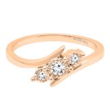 0.20 Carat (ctw) 18K Rose Gold Round Diamond Ladies Bridal 3 Stone Engagement Ring 1/5 CT