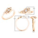 0.20 Carat (ctw) 18K Rose Gold Round Diamond Ladies Bridal 3 Stone Engagement Ring 1/5 CT