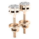 0.15 Carat (ctw) 10K Rose Gold Round White Diamond Ladies Cluster Flower Earrings