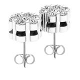 0.15 Carat (ctw) 10K White Gold Round White Diamond Ladies Cluster Flower Earrings