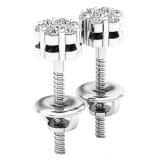 0.15 Carat (ctw) 10K White Gold Round White Diamond Ladies Cluster Flower Earrings