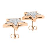0.25 Carat (ctw) 10K Rose Gold Round Diamond Ladies Star Shape Fashion Stud Earrings 1/4 CT
