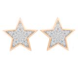 0.25 Carat (ctw) 10K Rose Gold Round Diamond Ladies Star Shape Fashion Stud Earrings 1/4 CT