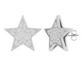 0.25 Carat (ctw) 10K White Gold Round Diamond Ladies Star Shape Fashion Stud Earrings 1/4 CT