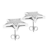 0.25 Carat (ctw) 10K White Gold Round Diamond Ladies Star Shape Fashion Stud Earrings 1/4 CT
