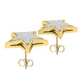 0.25 Carat (ctw) 10K Yellow Gold Round Diamond Ladies Star Shape Fashion Stud Earrings 1/4 CT