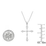 0.50 Carat (ctw) 10K White Gold Round Diamond Ladies Cross Pendant 1/2 CT (Silver Chain Included)