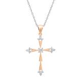 0.50 Carat (ctw) 18K Rose Gold Round Diamond Ladies Cross Pendant 1/2 CT (Silver Chain Included)