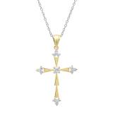 0.50 Carat (ctw) 18K Yellow Gold Round Diamond Ladies Cross Pendant 1/2 CT (Silver Chain Included)