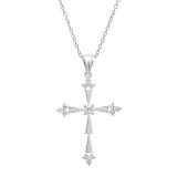 0.50 Carat (ctw) 10K White Gold Round Diamond Ladies Cross Pendant 1/2 CT (Gold Chain Included)