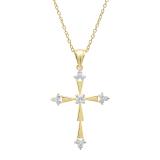 0.50 Carat (ctw) 10K Yellow Gold Round Diamond Ladies Cross Pendant 1/2 CT (Gold Chain Included)