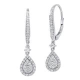 0.70 Carat (ctw) 14K White Gold Round White Diamond Ladies Dangling Drop Earrings 3/4 CT