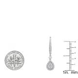 0.70 Carat (ctw) 18K White Gold Round White Diamond Ladies Dangling Drop Earrings 3/4 CT