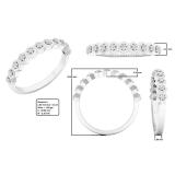 0.15 Carat (ctw) Sterling Silver Round White Diamond Ladies Hexagon Shape Promise Engagement Ring