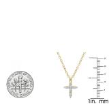 0.15 Carat (ctw) 14K Yellow Gold Round White Diamond Ladies Cross Pendant (Gold Chain Included)