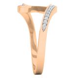 0.05 Carat (ctw) 10K Rose Gold Round White Diamond Ladies Wave Style Fashion Right Hand Ring