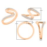 0.05 Carat (ctw) 10K Rose Gold Round White Diamond Ladies Wave Style Fashion Right Hand Ring