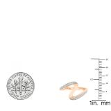 0.05 Carat (ctw) 10K Rose Gold Round White Diamond Ladies Wave Style Fashion Right Hand Ring