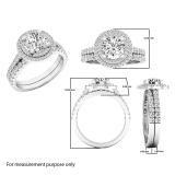 10K White Gold 6.5 MM Round Tanzanite & White Diamond Ladies Halo Bridal Engagement Ring Set