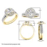 10K Yellow Gold 6.5 MM Round Tanzanite & White Diamond Ladies Halo Bridal Engagement Ring Set