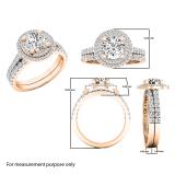 18K Rose Gold 6.5 MM Round Tanzanite & White Diamond Ladies Halo Bridal Engagement Ring Set