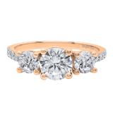 3.60 Carat (ctw) 10K Rose Gold Round White Cubic Zirconia Ladies 3 Stone Bridal Engagement Ring