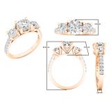 3.60 Carat (ctw) 10K Rose Gold Round White Cubic Zirconia Ladies 3 Stone Bridal Engagement Ring