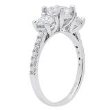3.60 Carat (ctw) 10K White Gold Round White Cubic Zirconia Ladies 3 Stone Bridal Engagement Ring