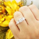 3.60 Carat (ctw) 10K White Gold Round White Cubic Zirconia Ladies 3 Stone Bridal Engagement Ring