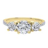 3.60 Carat (ctw) 14K Yellow Gold Round White Cubic Zirconia Ladies 3 Stone Bridal Engagement Ring