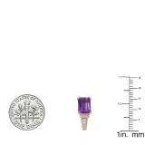 10K Rose Gold 8X6 MM Each Emerald Shape Amethyst & Round Diamond Ladies J Shape Stud Earrings