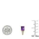 14K Yellow Gold 8X6 MM Each Emerald Shape Amethyst & Round Diamond Ladies J Shape Stud Earrings