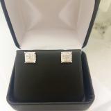 0.40 Carat (ctw) Sterling Silver White Diamond Ice Cube Dice Shape Mens Hip Hop Iced Stud Earrings