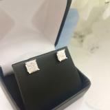 0.40 Carat (ctw) Sterling Silver White Diamond Ice Cube Dice Shape Mens Hip Hop Iced Stud Earrings