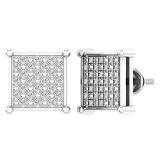 0.15 Carat (ctw) Platinum Plated Sterling Silver White Diamond Mens Ladies Iced Stud Earrings