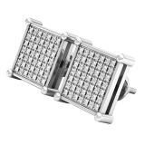 0.15 Carat (ctw) Platinum Plated Sterling Silver White Diamond Mens Ladies Iced Stud Earrings