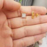 0.25 Carat (ctw) 18K Yellow Gold Plated Silver Round Diamond Men's Hip Hop Iced Stud Earrings 1/4 CT
