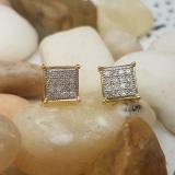 0.25 Carat (ctw) 18K Yellow Gold Plated Silver Round Diamond Men's Hip Hop Iced Stud Earrings 1/4 CT