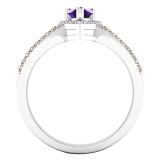 14K White & Rose Gold Two Tone 7.5X4.5 MM Pear Amethyst & Round Diamond Ladies Engagement Ring